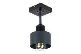 Antracytowo-czarna lampa sufitowa, jednopunktowy spot DAN10x10SC z drewna i metalu E27