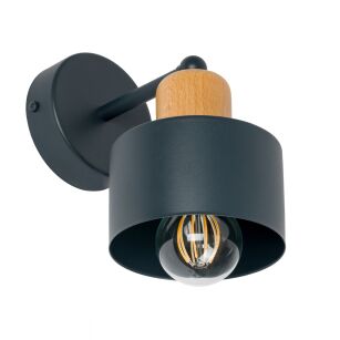 Antracytowy kinkiet LED WD-BU1010AN jednopunktowy z metalu i drewna