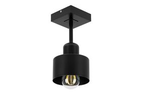 Czarna lampa sufitowa, jednopunktowy spot DSC10x10SC z drewna i metalu E27