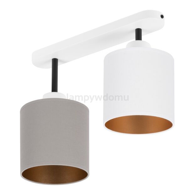 Lampa sufitowa biała dwupunktowy spot z szaro-białymi abażurami C-3306WE-GRWE E27