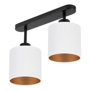 Lampa sufitowa czarna dwupunktowy spot z białymi abażurami C-3306SC-WEWE E27