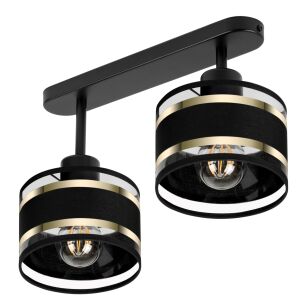 Lampa sufitowa czarna dwupunktowy spot z czarnymi abażurami T-3306SC-SCSC E27