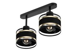 Lampa sufitowa czarna dwupunktowy spot z czarnymi abażurami T-3306SC-SCSC E27