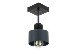 Antracytowo-czarna lampa sufitowa, jednopunktowy spot DAN10x10SC z drewna i metalu E27