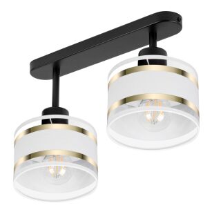 Lampa sufitowa czarna dwupunktowy spot z białymi abażurami T-3306SC-WEWE E27