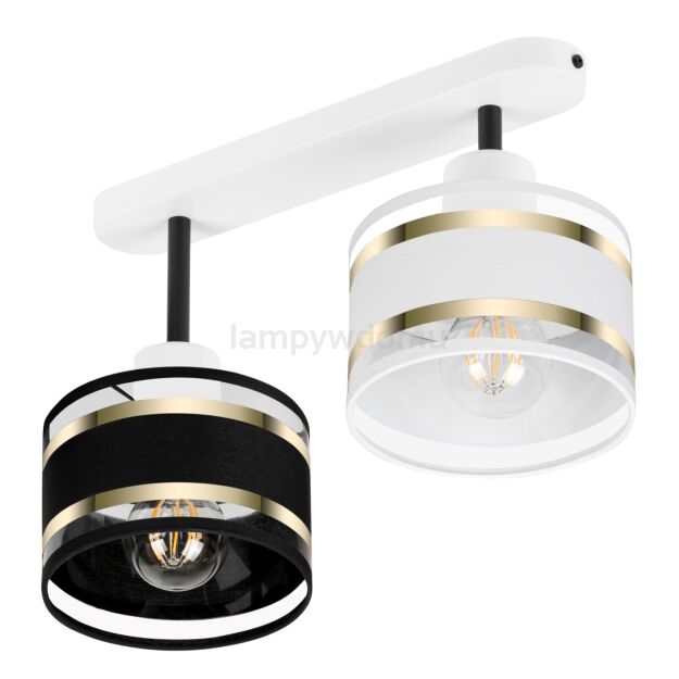 Lampa sufitowa biała dwupunktowy spot z czarno-białymi abażurami T-3306WE-SCWE E27