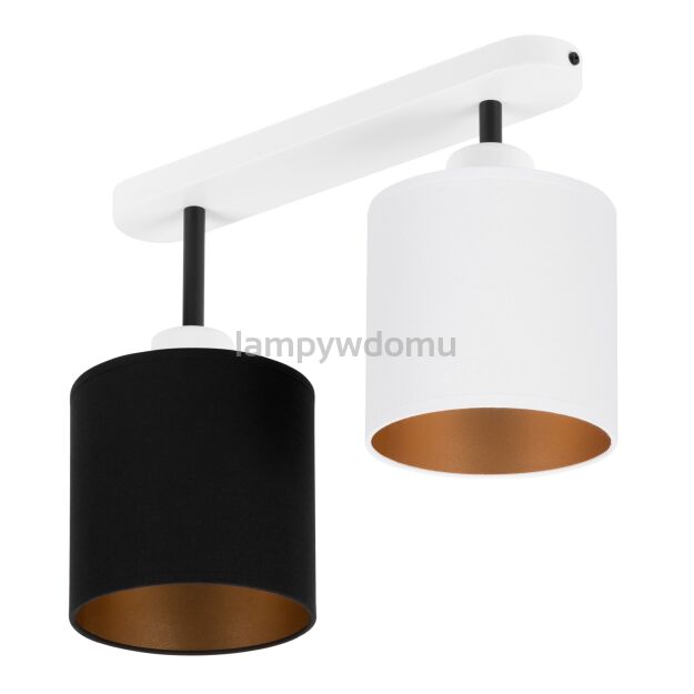 Lampa sufitowa biała dwupunktowy spot z czarno-białymi abażurami C-3306WE-SCWE E27