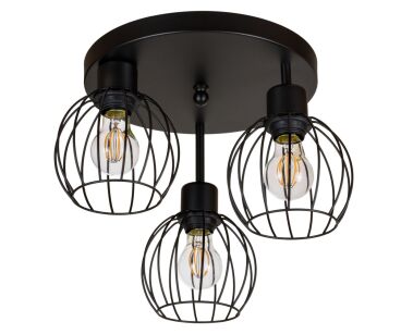 Lampa sufitowa czarna KU-OME3030SC trzypunktowa E27