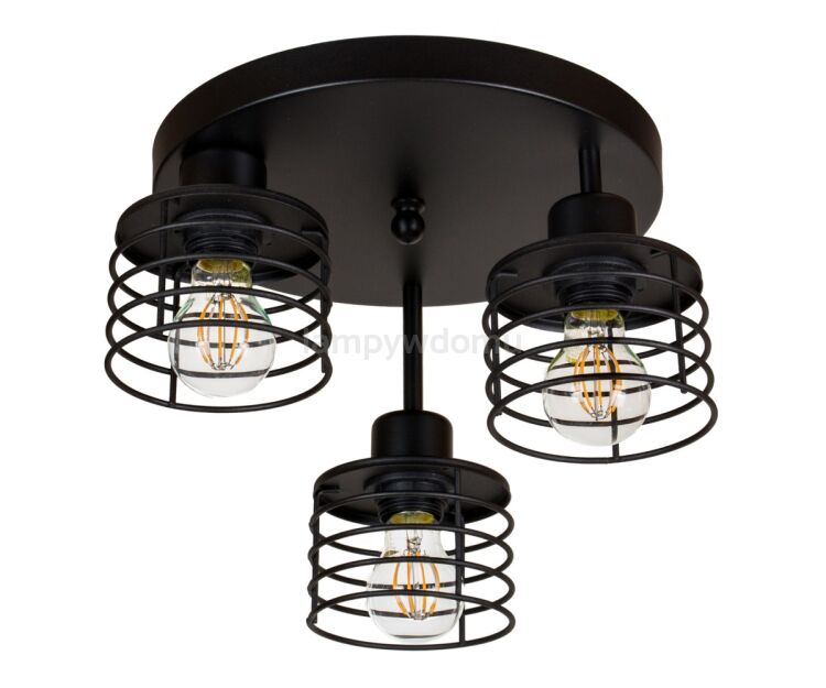 Lampa sufitowa czarna ZY-OME3030SC trzypunktowa E27