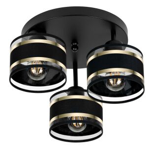 Lampa sufitowa czarna trzypunktowa z czarnymi abażurami T-3030SC-SCSCSC E27