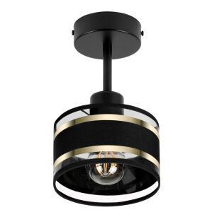 Lampa sufitowa czarna jednopunktowy spot z czarnym abażurem T-1010SC-SC E27