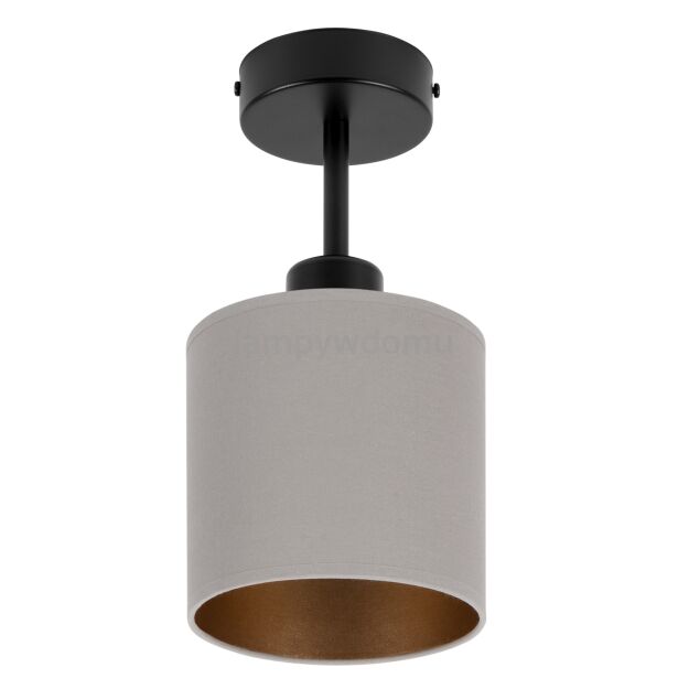 Lampa sufitowa czarna jednopunktowy spot z szarym abażurem C-1010SC-GR E27