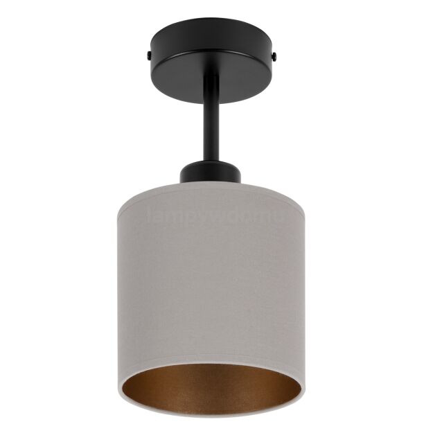 Lampa sufitowa czarna jednopunktowy spot z szarym abażurem C-1010SC-GR E27