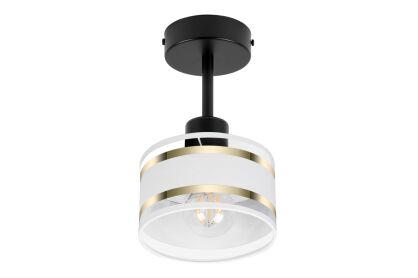 Lampa sufitowa czarna jednopunktowy spot z białym abażurem T-1010SC-WE E27