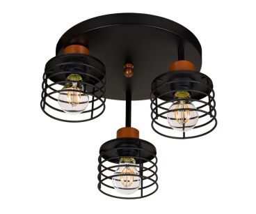 Lampa sufitowa czarna ZY-OME3030MO trzypunktowa E27