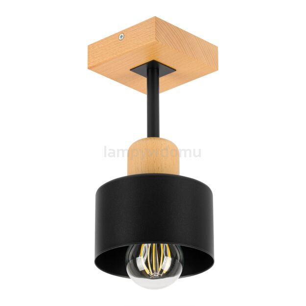 lampa sufitowa czarna z drewnem