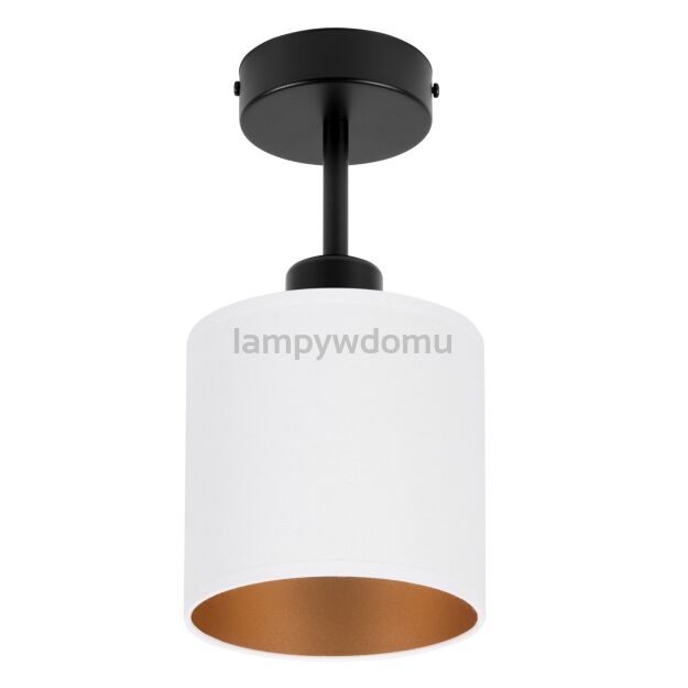 Lampa sufitowa czarna jednopunktowy spot z białym abażurem C-1010SC-WE E27