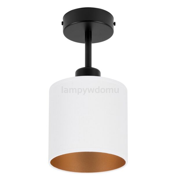 Lampa sufitowa czarna jednopunktowy spot z białym abażurem C-1010SC-WE E27